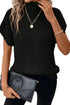 Textured Mock Neck Cap Sleeve Knit Sweater