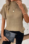 Textured Mock Neck Cap Sleeve Knit Sweater