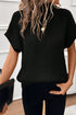 Textured Mock Neck Cap Sleeve Knit Sweater