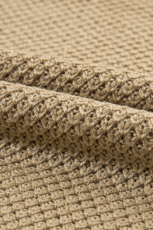 Textured Mock Neck Cap Sleeve Knit Sweater