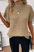 Textured Mock Neck Cap Sleeve Knit Sweater