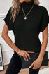 Textured Mock Neck Cap Sleeve Knit Sweater