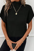 Textured Mock Neck Cap Sleeve Knit Sweater