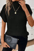 Textured Mock Neck Cap Sleeve Knit Sweater