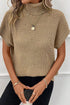 Textured Mock Neck Cap Sleeve Knit Sweater