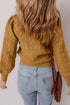 Textured Mock Neck Pointelle Puff Sleeve Sweater