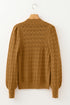 Textured Mock Neck Pointelle Puff Sleeve Sweater