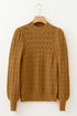 Textured Mock Neck Pointelle Puff Sleeve Sweater