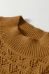 Textured Mock Neck Pointelle Puff Sleeve Sweater
