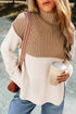 Textured Mock Neck Raglan Sleeve Pullover Sweater