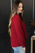 Textured Notched Neck Long Sleeve Shirred Cuff Blouse