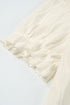 Textured Notched Neck Short Puff Sleeve Relaxed Blouse