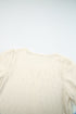Textured Notched Neck Short Puff Sleeve Relaxed Blouse