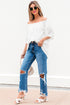 Textured Off Shoulder Lace Insert Long Sleeve Blouse