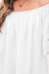 Textured Off Shoulder Lace Insert Long Sleeve Blouse