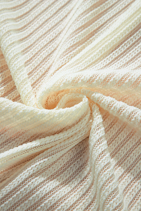 Textured Open Front Drop Shoulder Lightweight Knit Cardigan