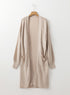 Textured Open Front Pocketed Long Sleeve Cardigan