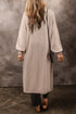 Textured Open Front Pocketed Long Sleeve Cardigan