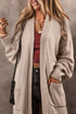Textured Open Front Pocketed Long Sleeve Cardigan