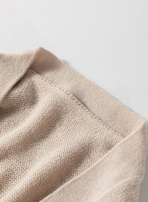 Textured Open Front Pocketed Long Sleeve Cardigan