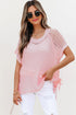 Textured Open Knit Dolman Sleeve Adjustable Tie Hem Top