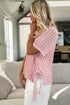 Textured Open Knit Dolman Sleeve Adjustable Tie Hem Top