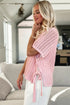 Textured Open Knit Dolman Sleeve Adjustable Tie Hem Top