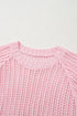 Textured Open Knit Dolman Sleeve Adjustable Tie Hem Top