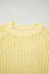 Textured Open Knit Dolman Sleeve Adjustable Tie Hem Top