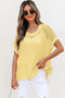Textured Open Knit Dolman Sleeve Adjustable Tie Hem Top