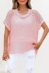 Textured Open Knit Dolman Sleeve Adjustable Tie Hem Top