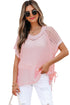 Textured Open Knit Dolman Sleeve Adjustable Tie Hem Top