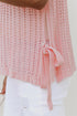 Textured Open Knit Dolman Sleeve Adjustable Tie Hem Top