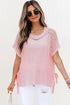 Textured Open Knit Dolman Sleeve Adjustable Tie Hem Top