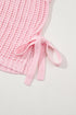 Textured Open Knit Dolman Sleeve Adjustable Tie Hem Top