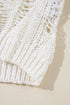 Textured Open Knit Geometric Pattern Long Sleeve Sweater