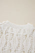 Textured Open Knit Geometric Pattern Long Sleeve Sweater