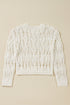 Textured Open Knit Geometric Pattern Long Sleeve Sweater