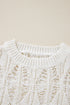 Textured Open Knit Geometric Pattern Long Sleeve Sweater