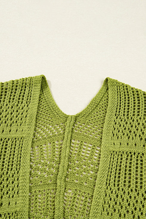 Textured Open Knit Relaxed Fit Layering Cardigan