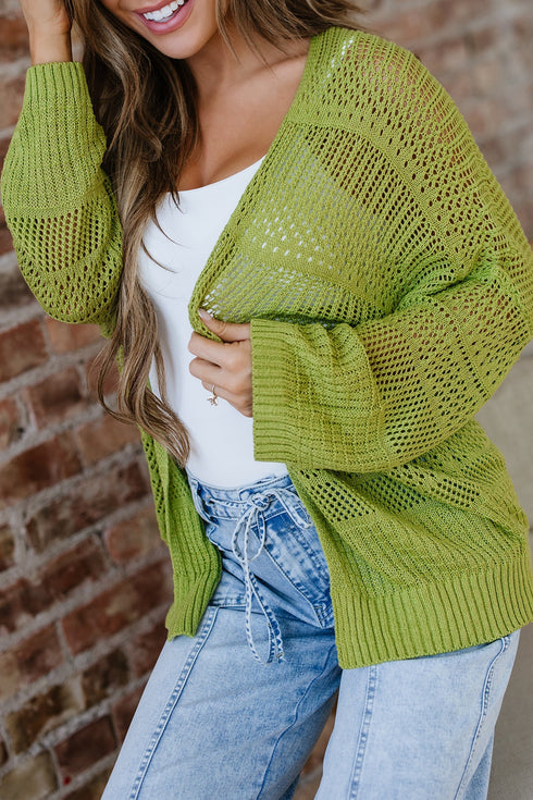 Textured Open Knit Relaxed Fit Layering Cardigan