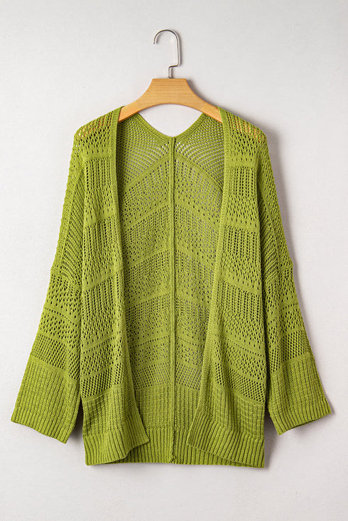 Textured Open Knit Relaxed Fit Layering Cardigan