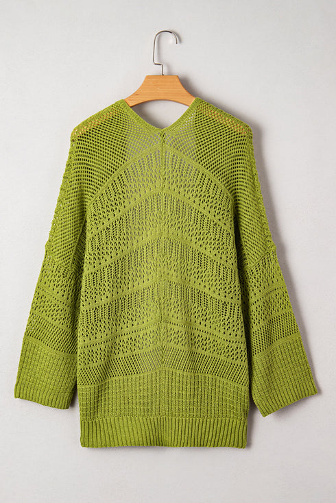 Textured Open Knit Relaxed Fit Layering Cardigan