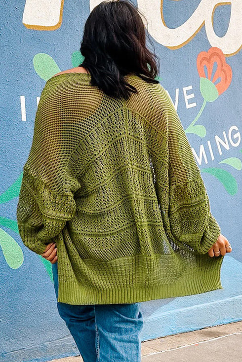 Textured Open Knit Relaxed Fit Layering Cardigan