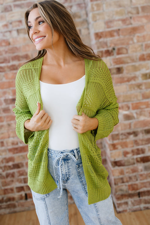 Textured Open Knit Relaxed Fit Layering Cardigan