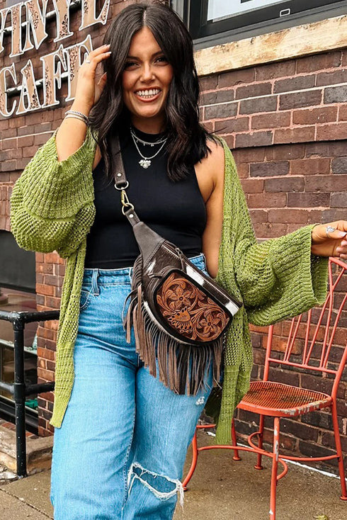 Textured Open Knit Relaxed Fit Layering Cardigan
