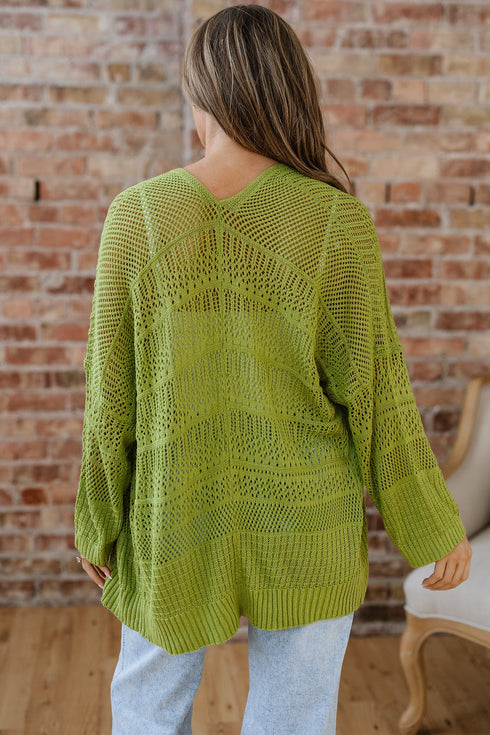 Textured Open Knit Relaxed Fit Layering Cardigan