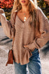 Textured Open Knit Slouchy V Neck Pullover Sweater