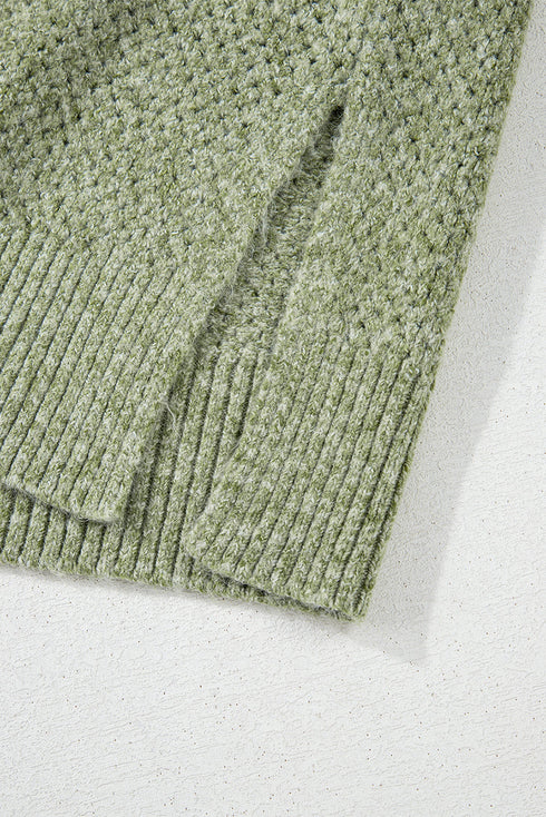 Textured Open Knit Slouchy V Neck Pullover Sweater