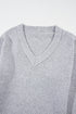 Textured Open Knit Slouchy V Neck Pullover Sweater